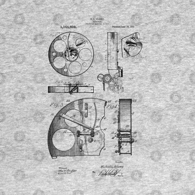 Movie Film Reel Patent Blueprint Apparel 1915 by MadebyDesign